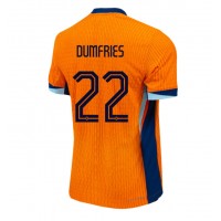 Camisa de Futebol Holanda Denzel Dumfries #22 Equipamento Principal Europeu 2024 Manga Curta